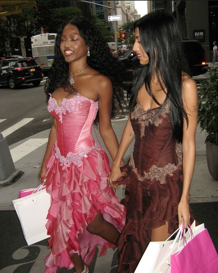 Vintage Hot Pink Lace Chiffon Ruffles Evening Dress Strapless Prom Dress fg8442