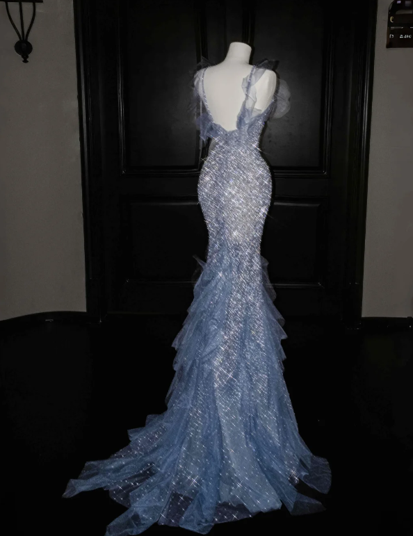 Robe de soirée longue sirène colorée à paillettes, tenue de remise de diplôme fg8362