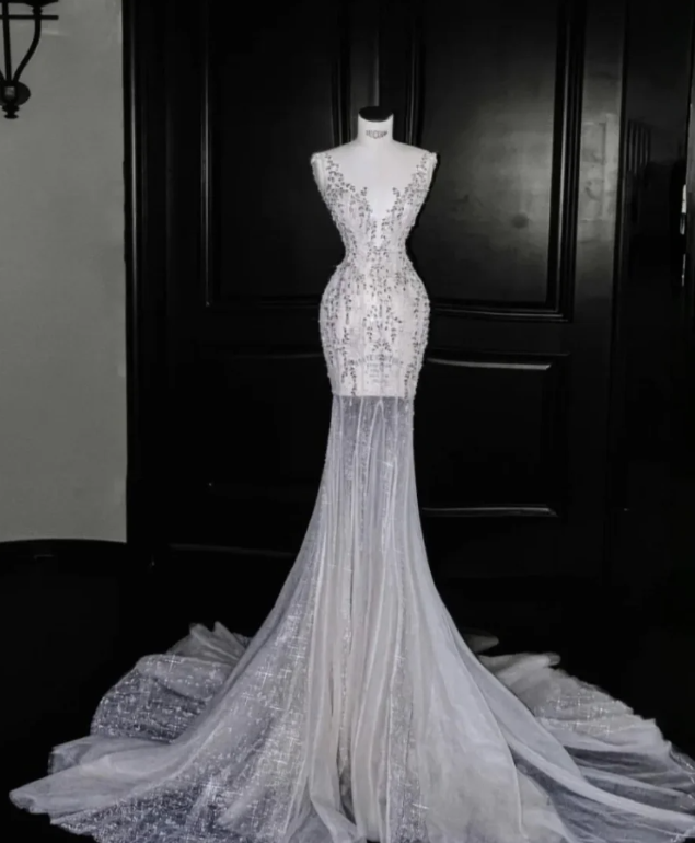Buntes Meerjungfrau-Partykleid mit Pailletten und langen Abschlusskleidern fg8362
