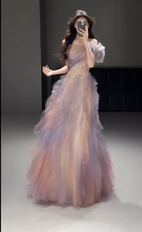 Buntes Meerjungfrau-Partykleid mit Pailletten und langen Abschlusskleidern fg8362