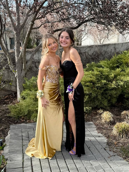 Mermaid Off The Shoulder Gold Slit Sequins Prom Dresses 18th Birthday Outfits Evening Long Dress fg8253