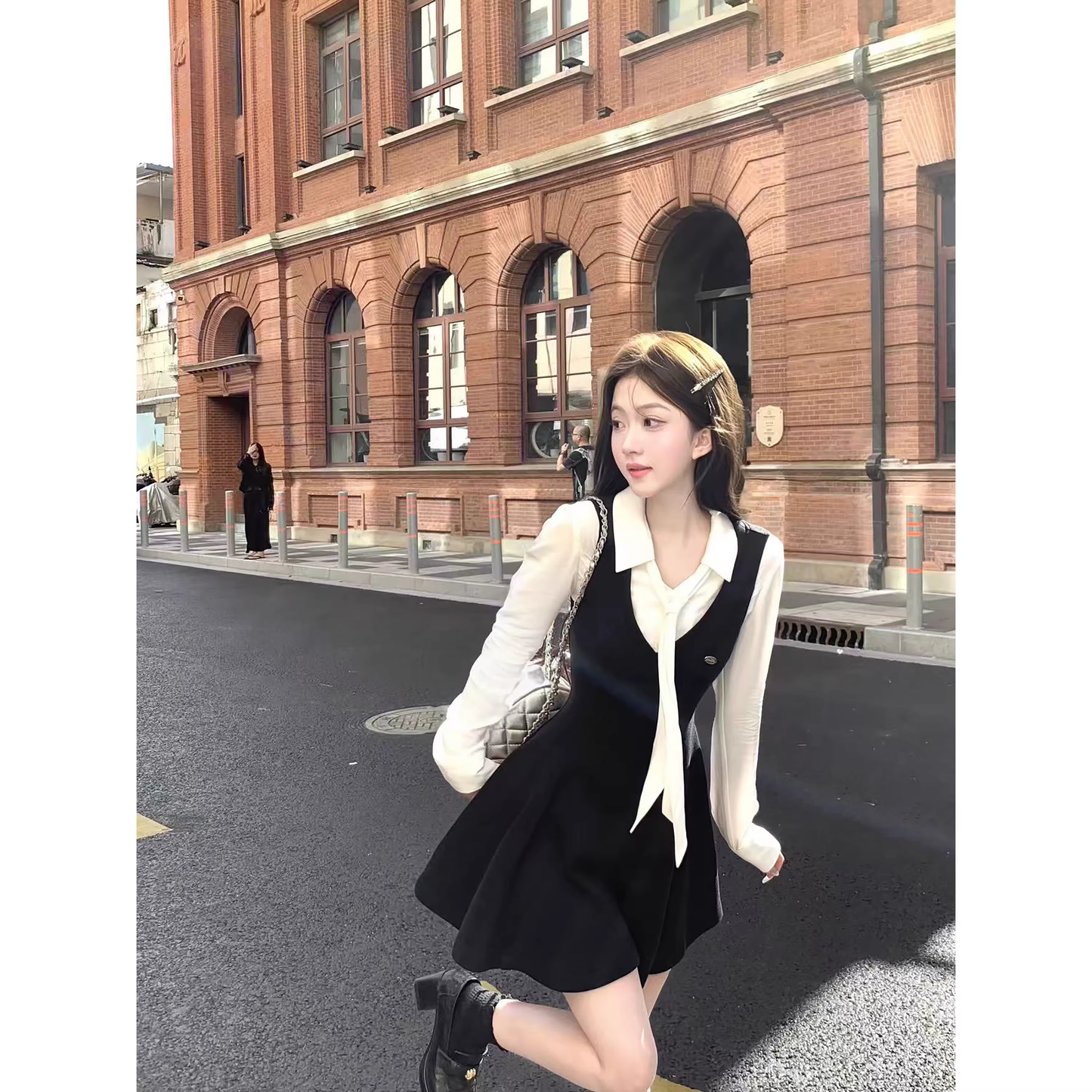 Sleeveless little black dress and shirt set  A105