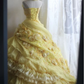 Yellow Pleated Layered Puff Sweet 15 Ball Gown Pleated Wedding Dress fg8297