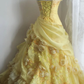 Yellow Pleated Layered Puff Sweet 15 Ball Gown Pleated Wedding Dress fg8297