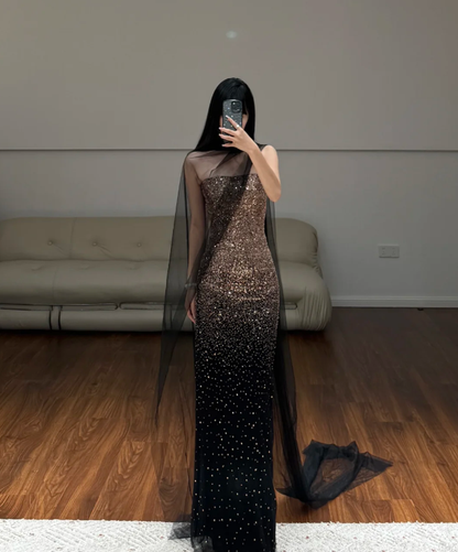 Sequin Black Sexy Prom Party Dress Birthday Outfit Shiny Evening Dress  fg8639