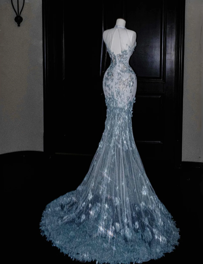 Robe de soirée longue sirène colorée à paillettes, tenue de remise de diplôme fg8362