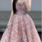Pink Flora Prom Party Dress Sleeveless Tulle Evening Dress  fg8710