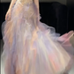 Buntes Meerjungfrau-Partykleid mit Pailletten und langen Abschlusskleidern fg8362