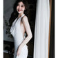 Halter Neck White Sequin Long Prom Dress Elegant Evening Dress fg8257