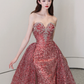 Sweetheart Neck Burgundy Prom Party Dress Sparkle Evening Dress Birthday Dress fg8650