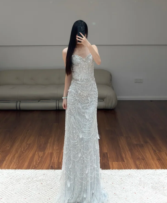 Off The Shoulder Beading Wedding Dress Sparkle Evening Dress Prom Party Dress  fg8631