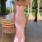 Robe de bal longue et simple, robe de soirée rose fg1421