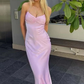 Robe de bal longue et simple, robe de soirée rose fg1421