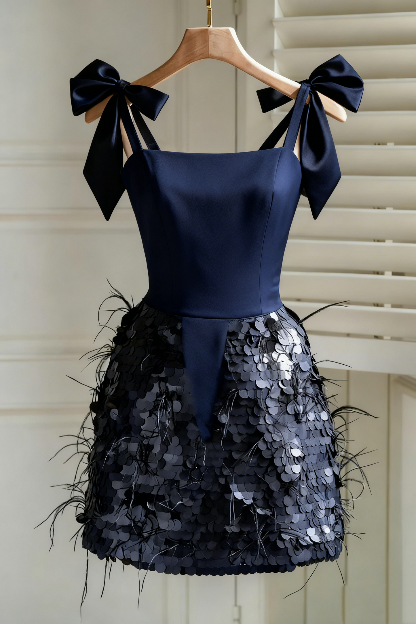 Robe de soirée courte noire, robe de bal fg2318