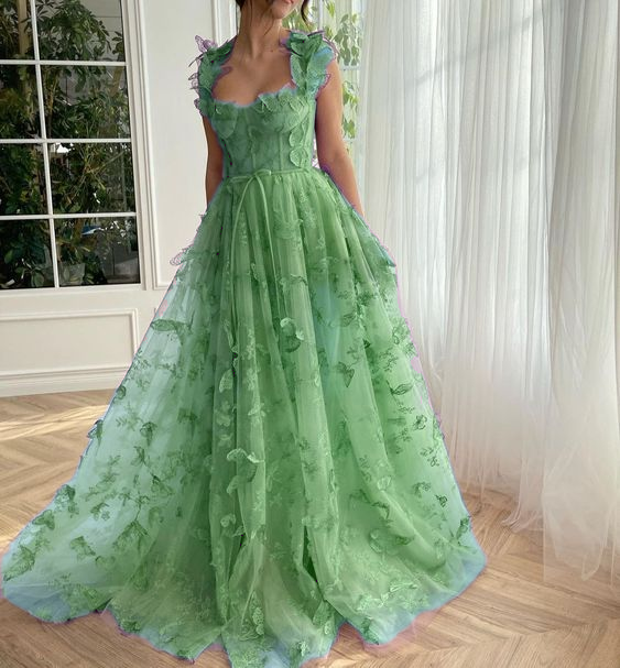 Lila Schmetterlings-Ballkleid, elegantes langes Ballkleid fg3363
