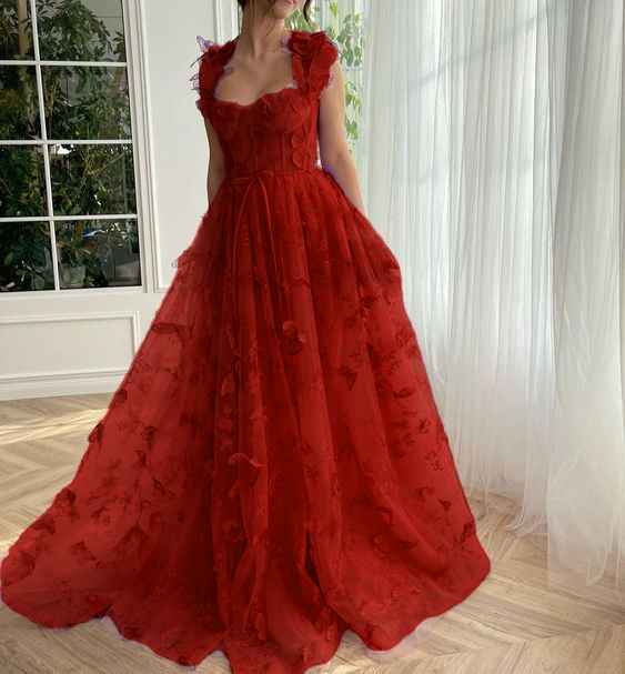 Lila Schmetterlings-Ballkleid, elegantes langes Ballkleid fg3363