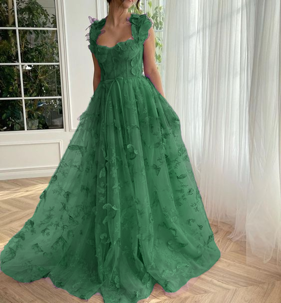 Lila Schmetterlings-Ballkleid, elegantes langes Ballkleid fg3363