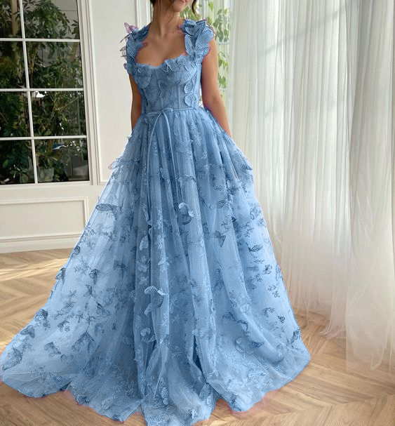 Lila Schmetterlings-Ballkleid, elegantes langes Ballkleid fg3363