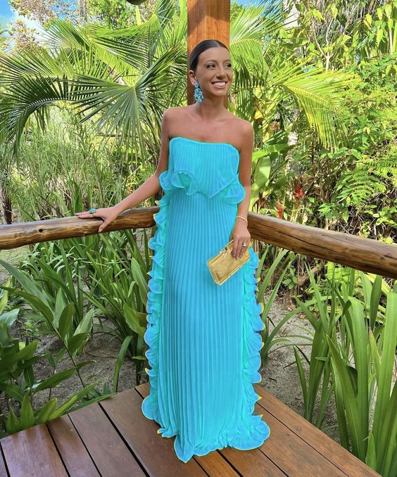 Yellow Pleated Prom Dresses Long Evening Gowns Formal Party Wear      fg3925