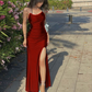 Simple Sheath Prom Dress with Split,Dark Navy Graduation Dress       fg4187