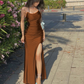 Simple Sheath Prom Dress with Split,Dark Navy Graduation Dress       fg4187