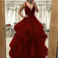 A-Linie/Princess-Linie Tüll Applikationen V-Ausschnitt Ärmellos Bodenlang Kleider Ballkleid fg4509