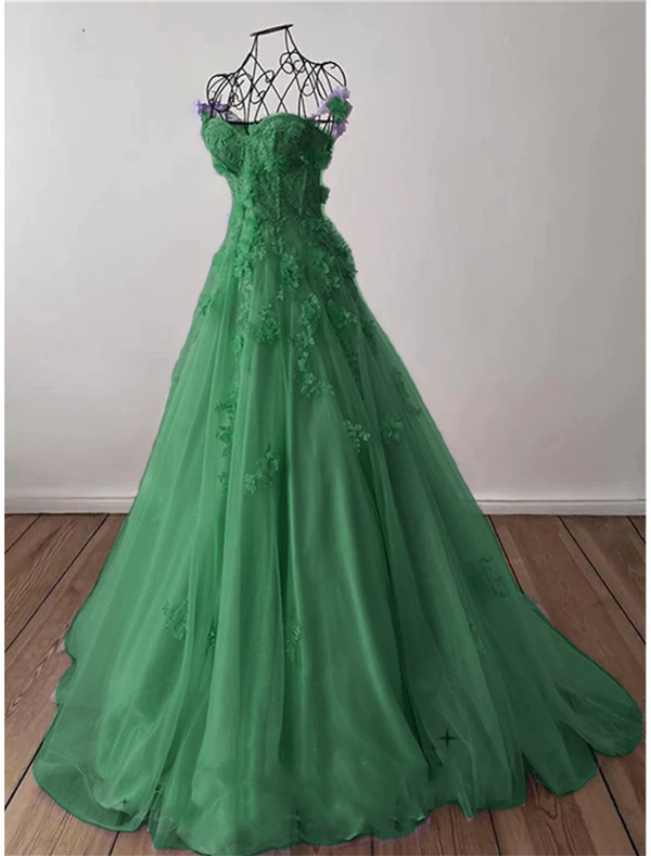 Robe de bal trapèze élégante, traîne courte, sans manches, décolleté en cœur, tulle plissé, paillettes appliquées, fg4690