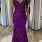 Robe de bal sirène longue sans manches à bretelles spaghetti fg4826