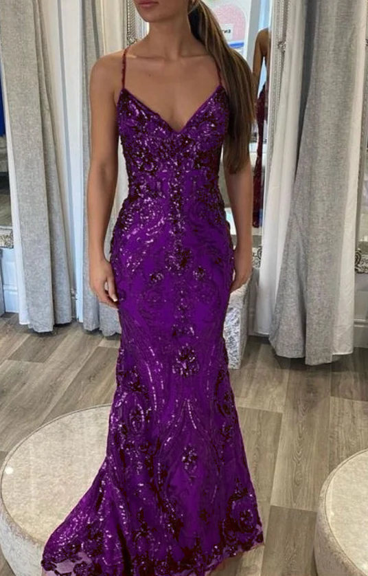Robe de bal sirène longue sans manches à bretelles spaghetti fg4826