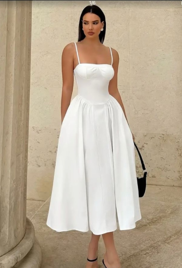 Simple Straps Sleeveless Party Dress White Prom Dress      fg5334