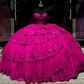 Luxuriöses rotes Quinceanera-Kleid mit Kristallperlen-Spitzenapplikationen Sweet 16 15 Ballkleid fg6302