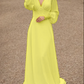 Ivory lace wedding dress, long-sleeve button back long train gown lace & chiffon Wedding Dresses     fg6636