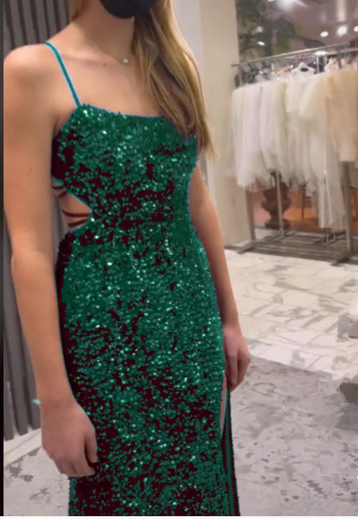 Robe de soirée longue sirène à paillettes et paillettes avec traîne (fg6711)