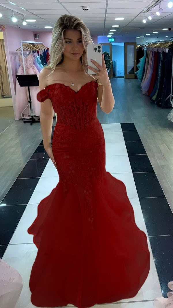 Yellow Mermaid Lace Evening Prom Dress, Long Party Formal Dresses      fg7181