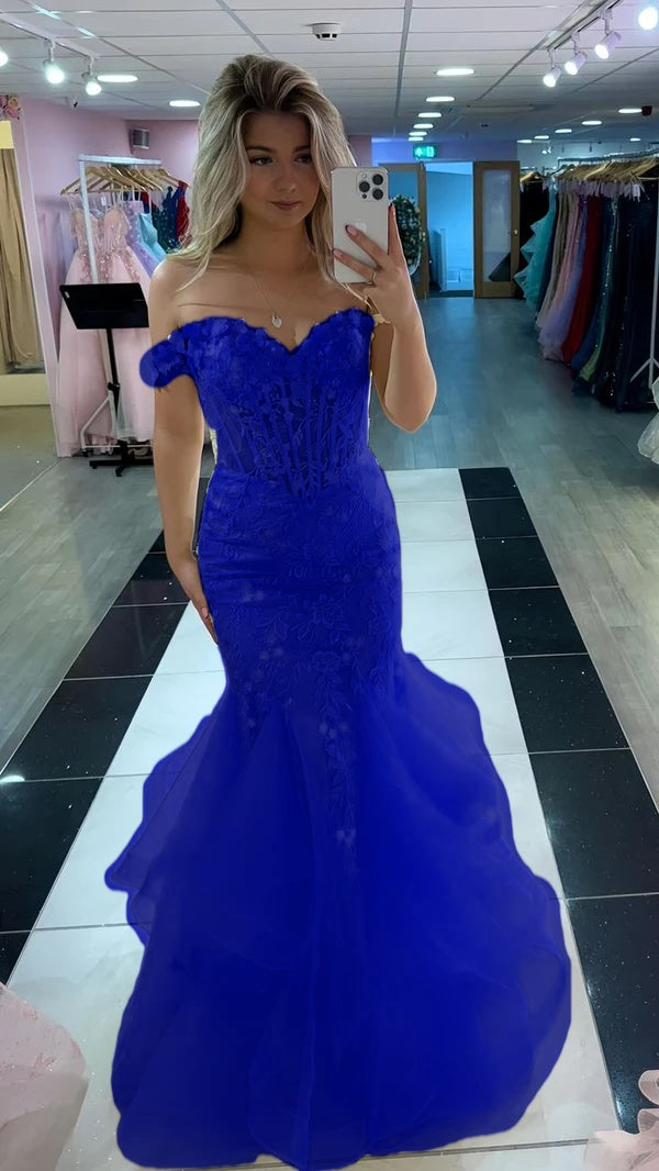 Yellow Mermaid Lace Evening Prom Dress, Long Party Formal Dresses      fg7181