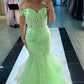 Yellow Mermaid Lace Evening Prom Dress, Long Party Formal Dresses      fg7181