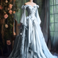 Purple Custom Dress Long Sleeve Floral Applique A-Line Long Evening Dress     fg7191