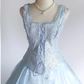 Light Blue Tulle Lace Long Prom Dresses Evening Party Dress fg8324