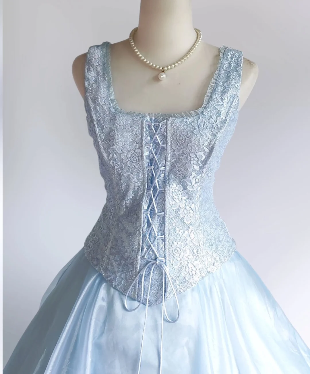 Light Blue Tulle Lace Long Prom Dresses Evening Party Dress fg8324
