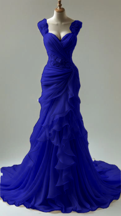 Robe de soirée longue élégante en dentelle style sirène avec décolleté en cœur et appliques fg7301