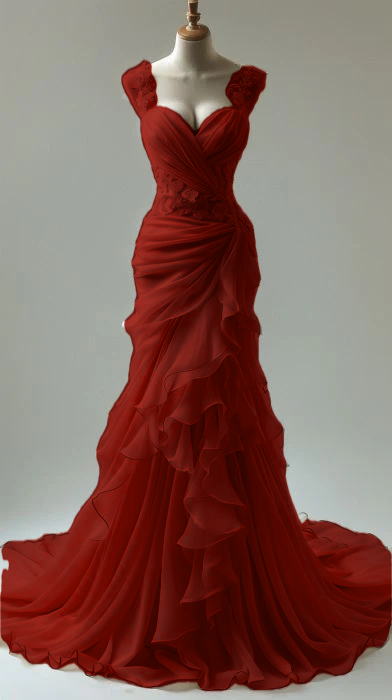 Robe de soirée longue élégante en dentelle style sirène avec décolleté en cœur et appliques fg7301