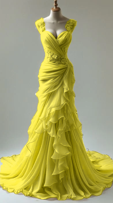 Robe de soirée longue élégante en dentelle style sirène avec décolleté en cœur et appliques fg7301