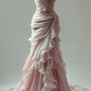 Robe de soirée longue élégante en dentelle style sirène avec décolleté en cœur et appliques fg7301