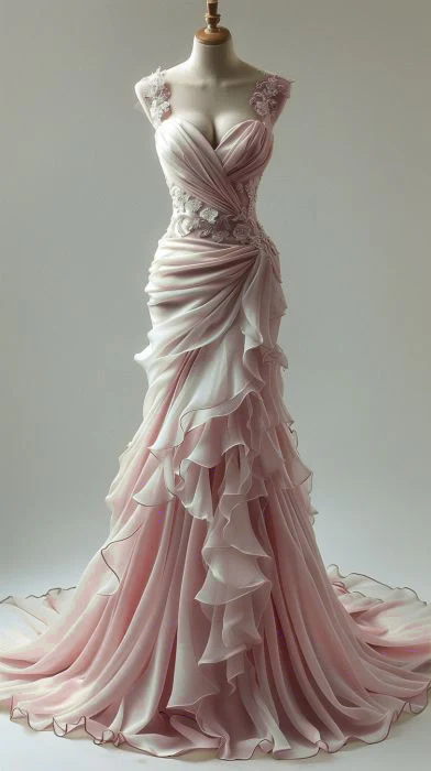 Robe de soirée longue élégante en dentelle style sirène avec décolleté en cœur et appliques fg7301