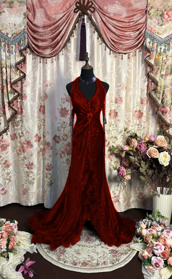 Traube Neckholder Ballkleider Langes Abendkleid Partykleid fg7348