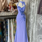 Gelbes Neckholder-Meerjungfrauen-Abendkleid, lang, fg7398