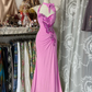 Gelbes Neckholder-Meerjungfrauen-Abendkleid, lang, fg7398