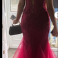 Robe de bal style sirène bordeaux avec corset fg7643