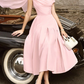 A-Line Cocktail Dresses Elegant Dress Wedding Guest Tea Length Sleeveless Cowl Neck Chiffon Prom Party Dress    fg7773