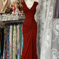 Robe de soirée longue bleu marine à plis style sirène, style vintage, fg8038